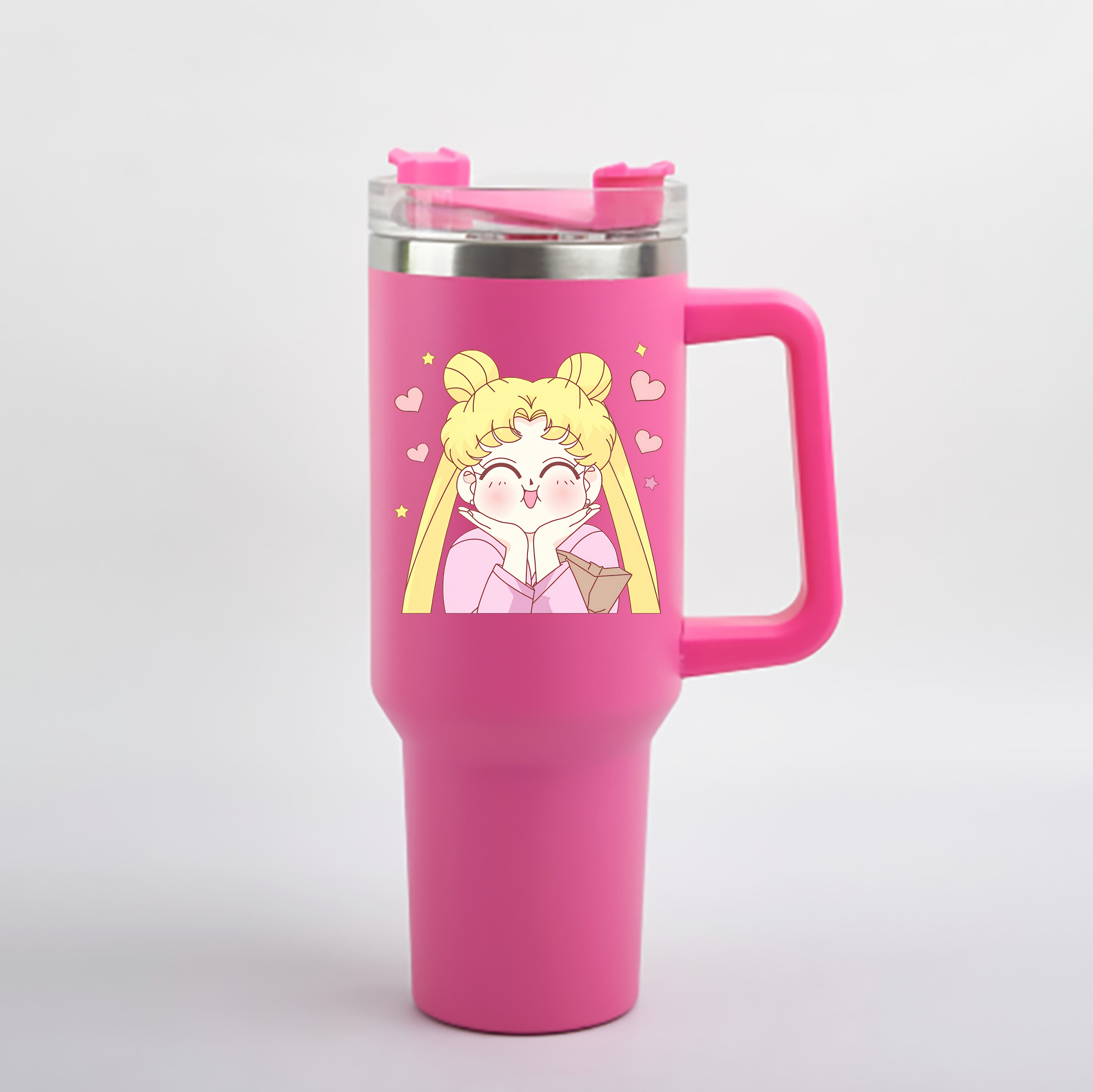 （画像用） 美少女戦士セーラームーン 愛野 美奈子 あいの みなこ Sailor Moon Aino Minako 1200mL車用タンブラー - クリスタルステッカー（プラスチックストロー付き）